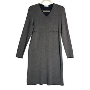 Jil Sander Sz M Vintage Wool Cashmere Blend Pull On Long Sleeve Dress Minimalist